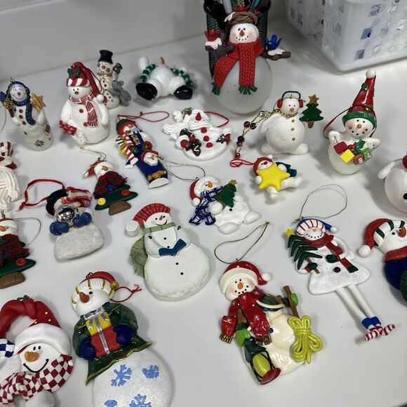 Lot Of 26 Snowman Ornaments Different Types Some‎ Ceramic Mostly Clay - Picture 2 of 11